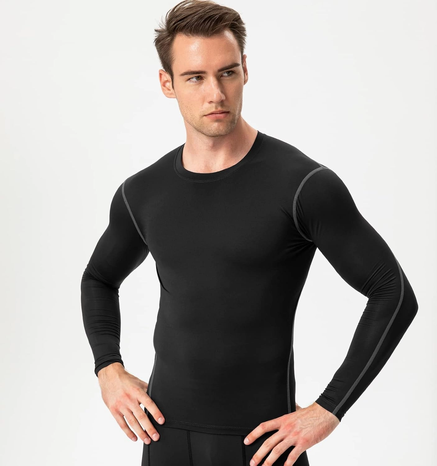 SPVISE Compression Shirt Men Long Sleeve Athletic Workkout Tops Dry Fit Gym Base Layer Undershirts Running Basketball Cycling