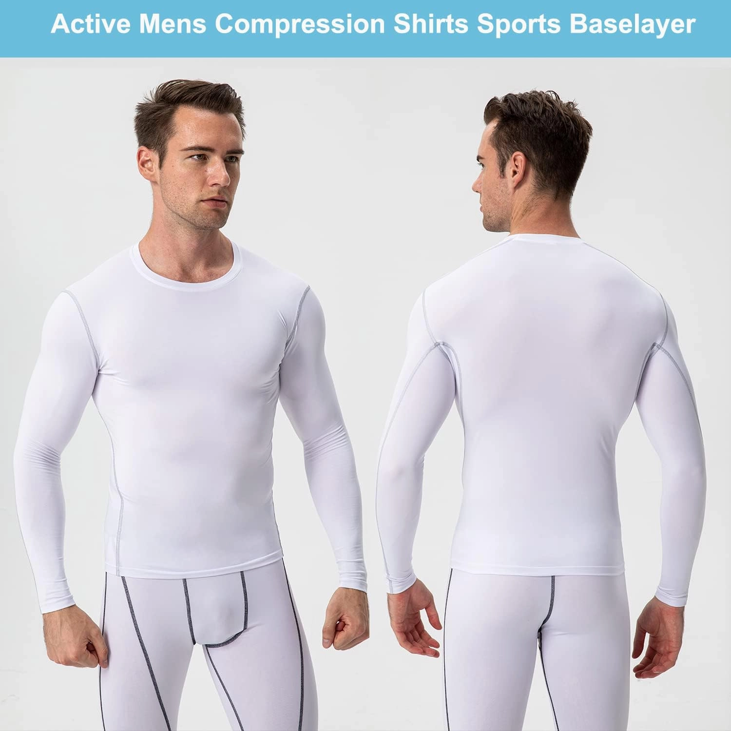 SPVISE Compression Shirt Men Long Sleeve Athletic Workkout Tops Dry Fit Gym Base Layer Undershirts Running Basketball Cycling