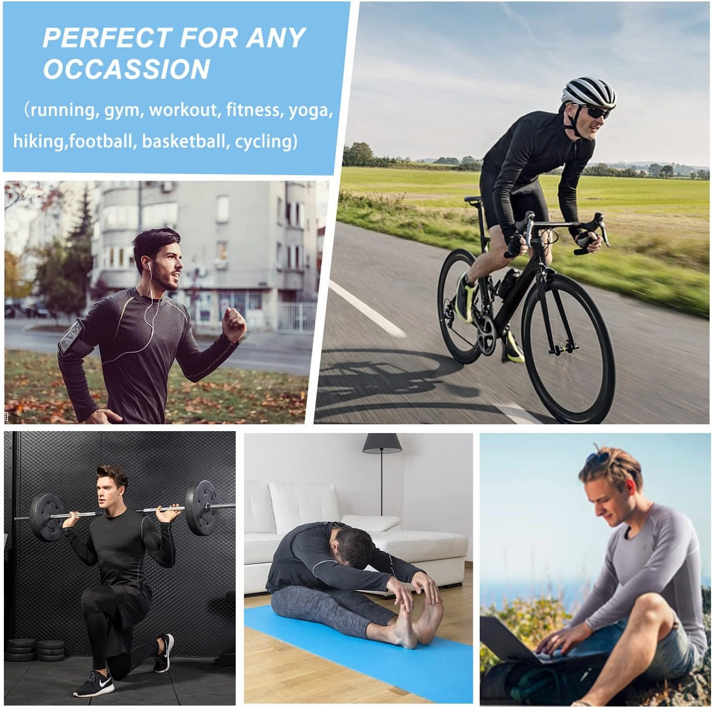 SPVISE Compression Shirt Men Long Sleeve Athletic Workkout Tops Dry Fit Gym Base Layer Undershirts Running Basketball Cycling