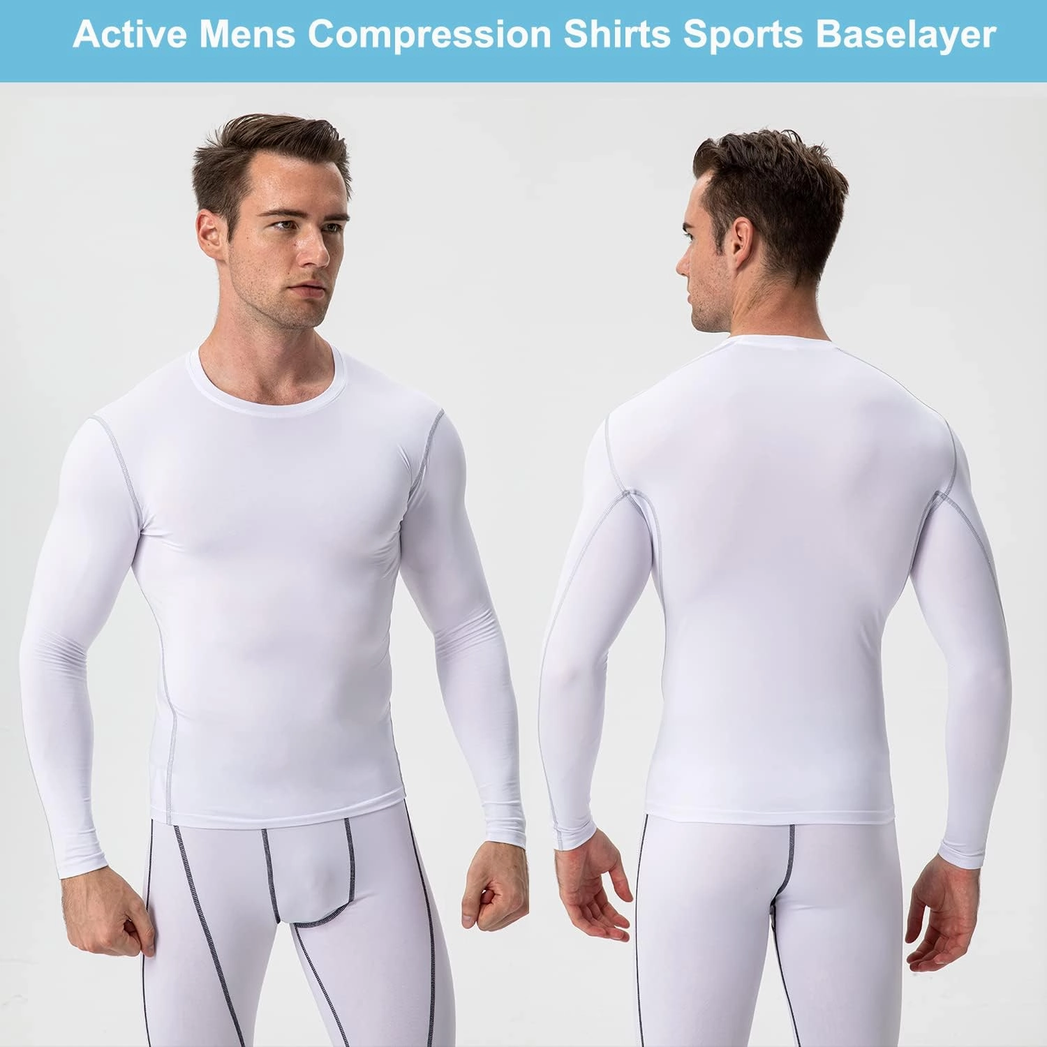 SPVISE Compression Shirt Men Long Sleeve Athletic Workkout Tops Dry Fit Gym Base Layer Undershirts Running Basketball Cycling