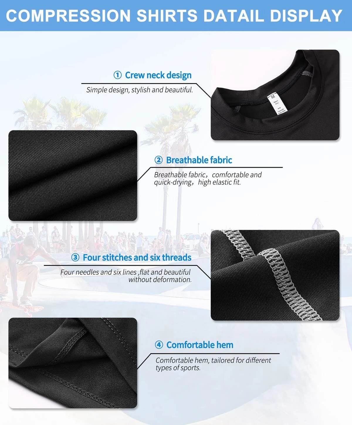 SPVISE Compression Shirt Men Long Sleeve Athletic Workkout Tops Dry Fit Gym Base Layer Undershirts Running Basketball Cycling