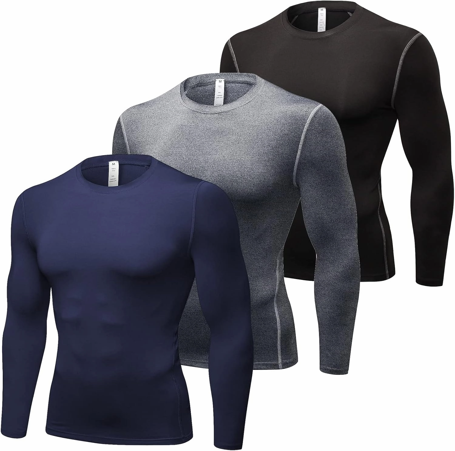SPVISE Compression Shirt Men Long Sleeve Athletic Workkout Tops Dry Fit Gym Base Layer Undershirts Running Basketball Cycling