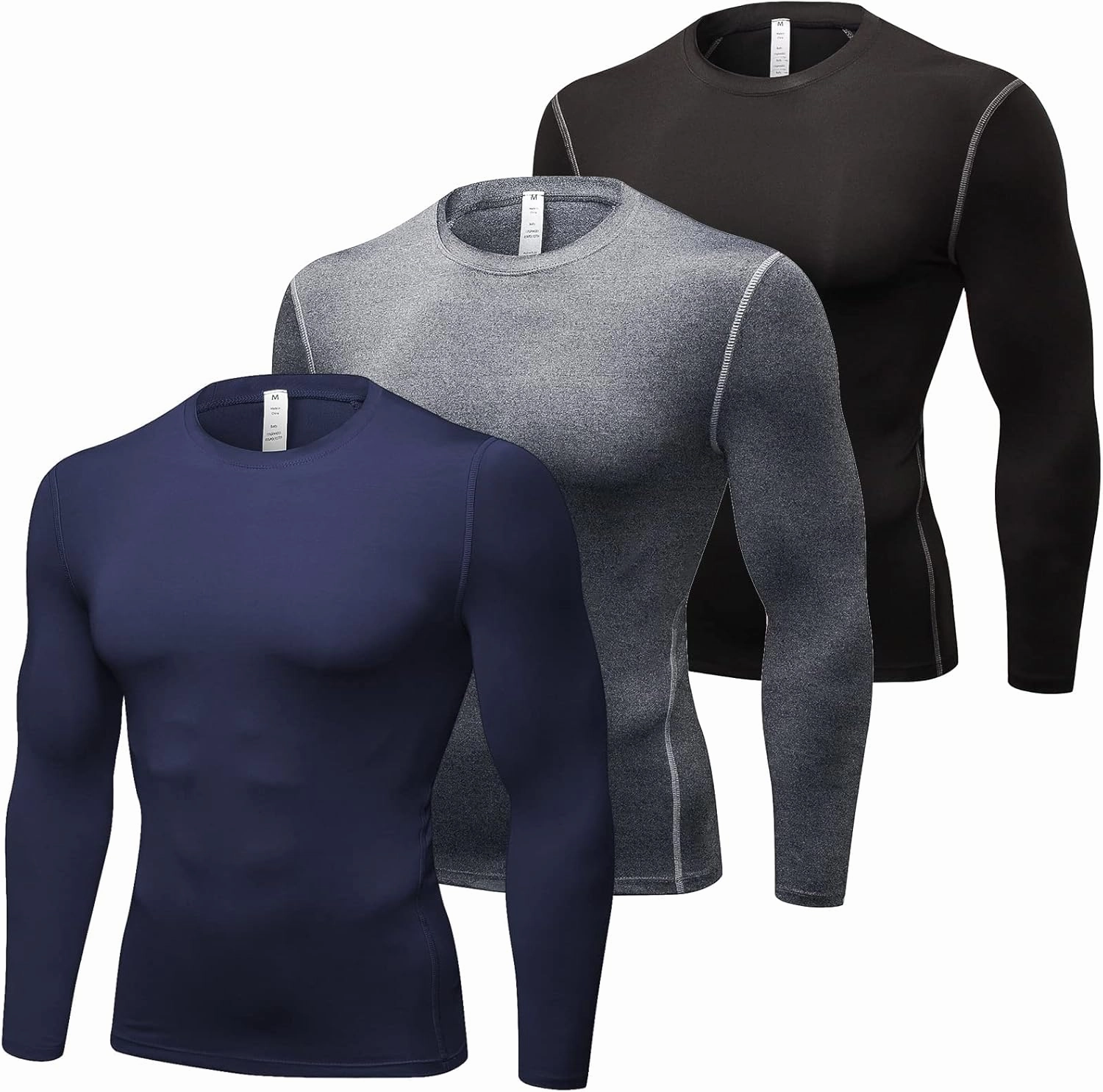 SPVISE Compression Shirt Men Long Sleeve Athletic Workkout Tops Dry Fit Gym Base Layer Undershirts Running Basketball Cycling