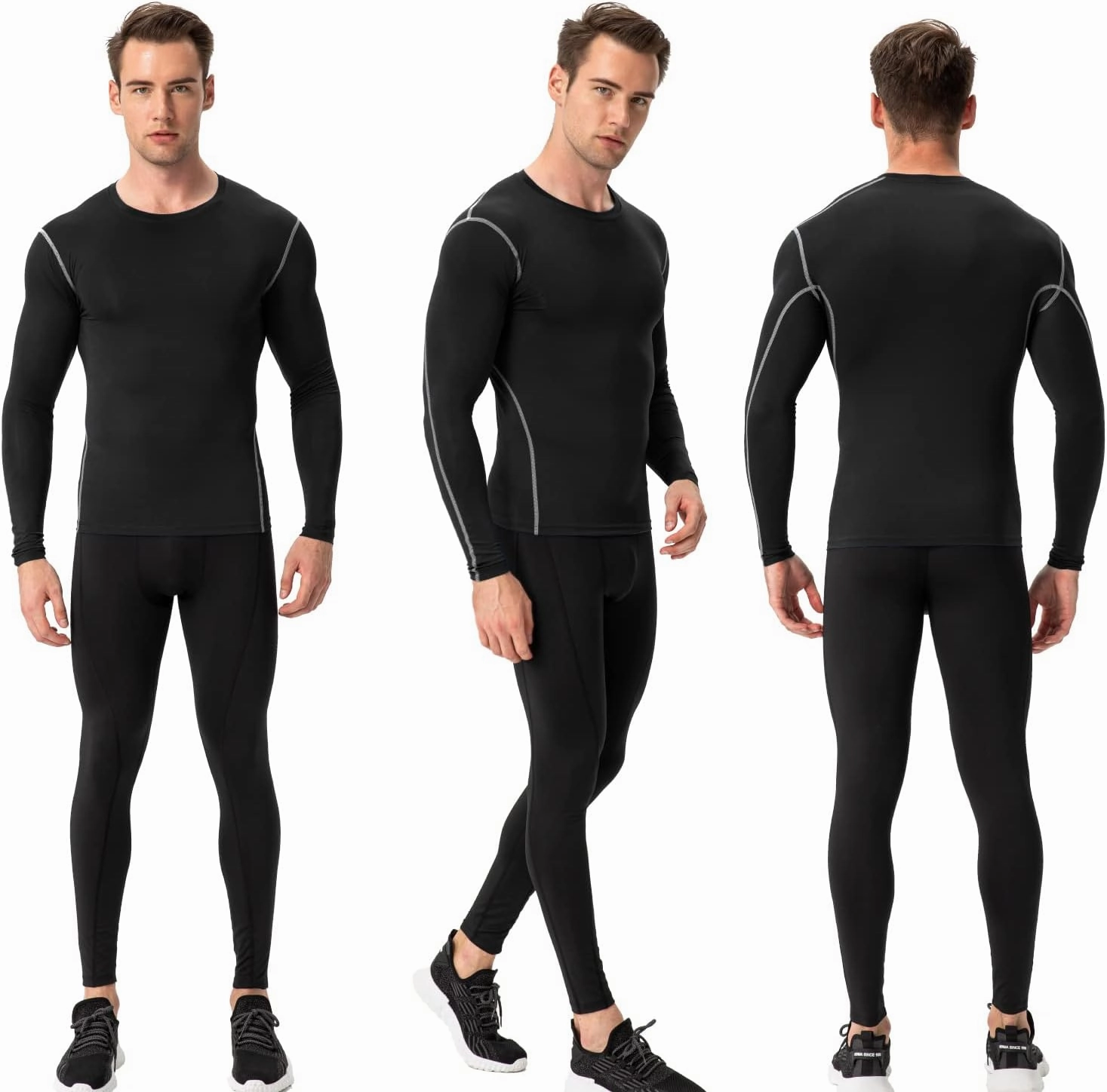 SPVISE Compression Shirt Men Long Sleeve Athletic Workkout Tops Dry Fit Gym Base Layer Undershirts Running Basketball Cycling