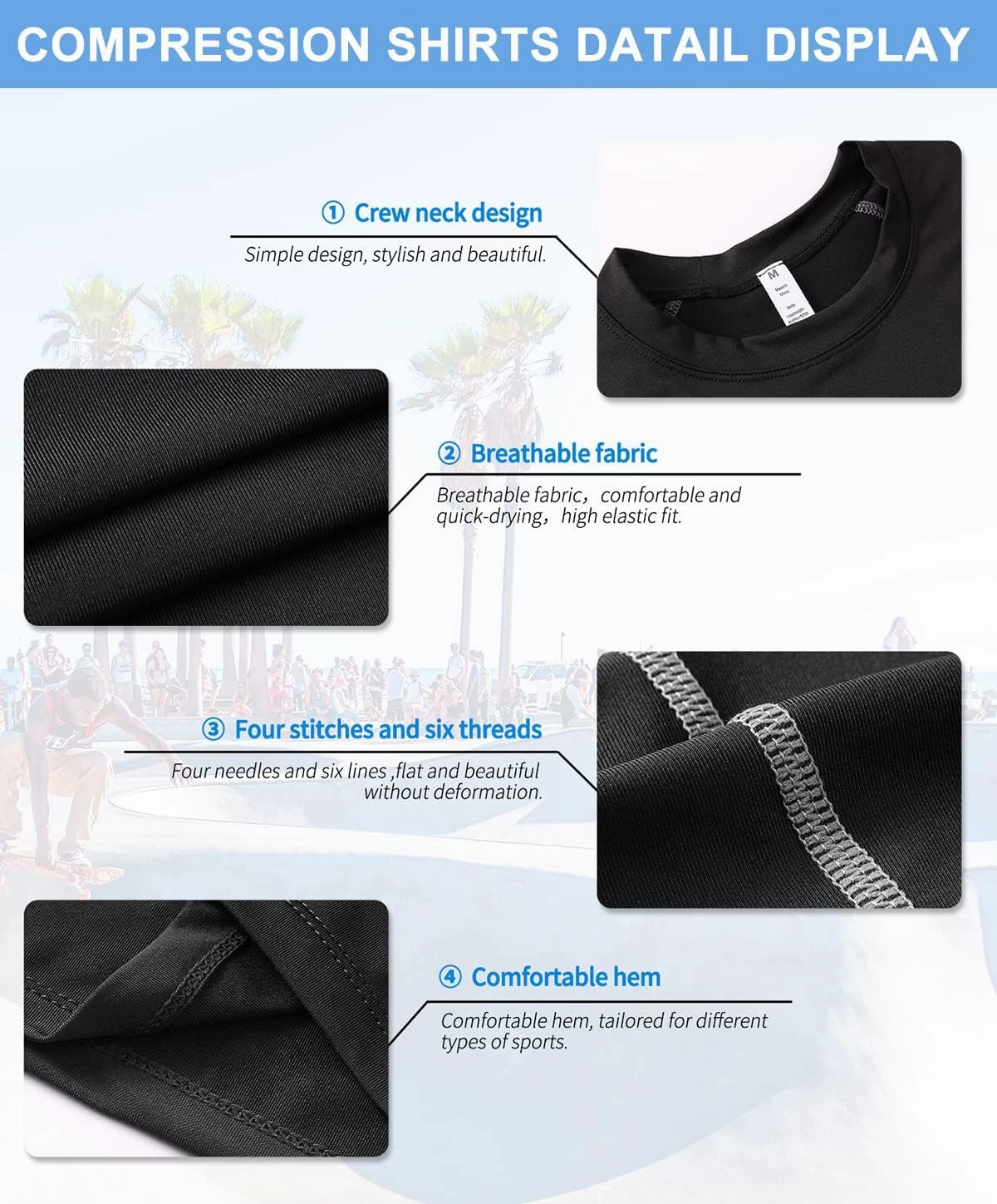 SPVISE Compression Shirt Men Long Sleeve Athletic Workkout Tops Dry Fit Gym Base Layer Undershirts Running Basketball Cycling