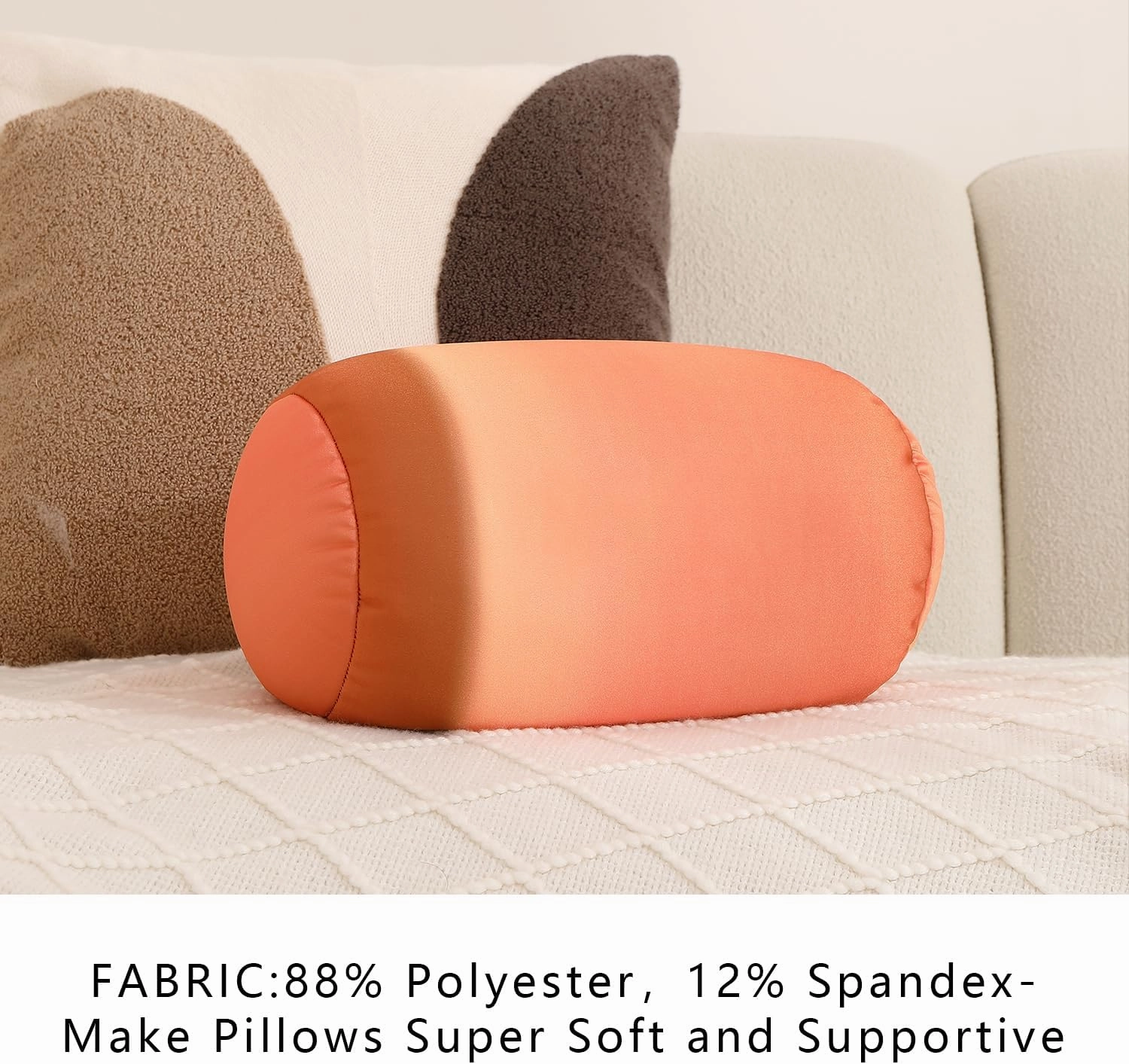 Squishy Microbead Neck Pillow, 7Inch x 12Inch Soft Travel Body Bed Pillow Bean Pillow for Kids Adult Chair Sleeping Car Seat, Fun Dormroom (Brown Colorful)