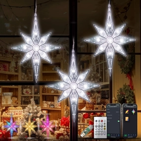 Star of Bethlehem Smart Outdoor Christmas Light, Hanging Window Decoration With Custom & Preset Modes, APP Control for Deco