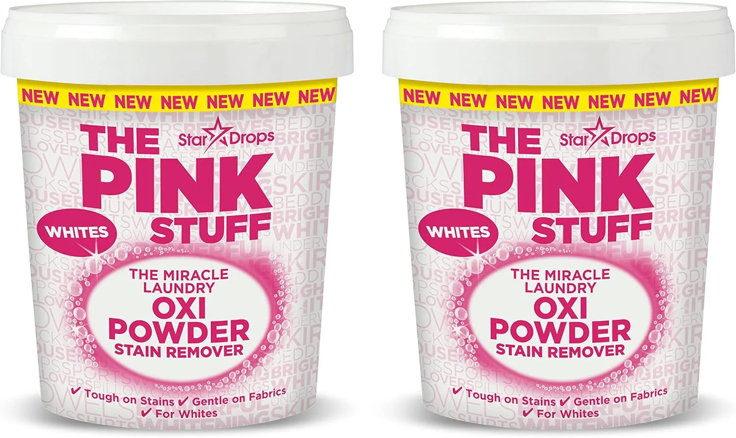 Stardrops - The Pink Stuff - The Miracle Laundry Oxi Powder Stain Remover For White’s Bundle (2 Whites Powder)