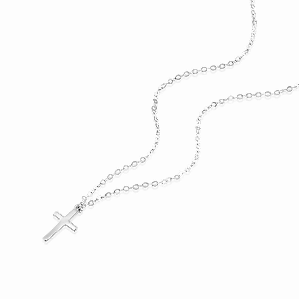 Sterling Silver Cross Choker, Cross Necklace for Women, Cross Pendant Necklaces, Length 13.5-16.5 Inches, Christian Jewelry, Faith Gift, Small Cross (Silver Choker 13.5" 3" extender)