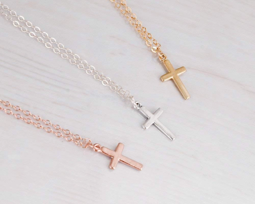 Sterling Silver Cross Choker, Cross Necklace for Women, Cross Pendant Necklaces, Length 13.5-16.5 Inches, Christian Jewelry, Faith Gift, Small Cross (Silver Choker 13.5" 3" extender)