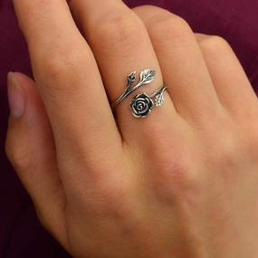 Sterling Silver Rose Flower Ring