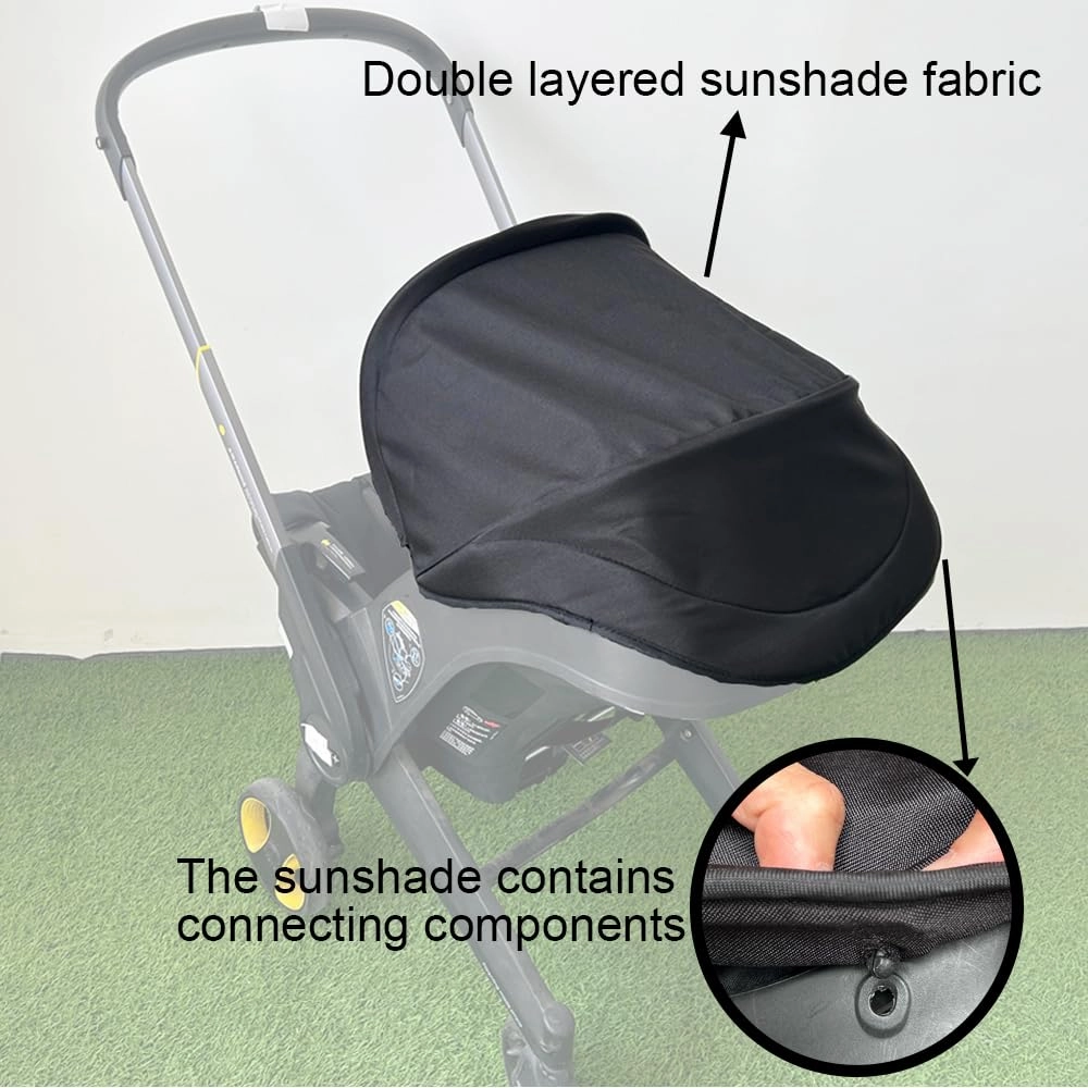 Stroller Replacement Accessories Canopy, Waterproof Sun Shade Compatible with Doona Car Seat & Strollers (Black)