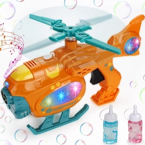 SUGIFT Bubble Gun Bubble Machine for Toddlers, 2000  Bubbles Per Minute, Helicopter Bubble Maker with Light and Music, Birthday Gifts