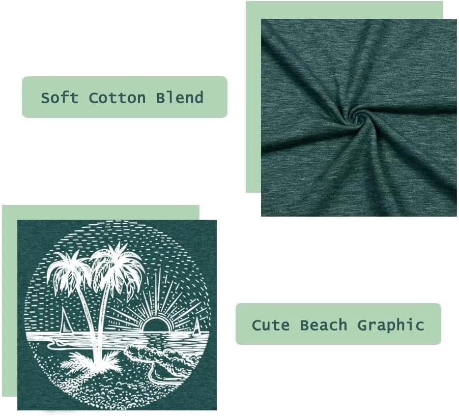 Summer Beach Tank Tops for Women Funny Cute Sunshine Coconut Tree Graphic Tee Shirt Hawaiian Family Vacation Tops