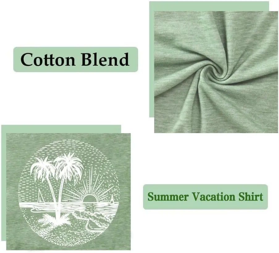 Summer Beach Tank Tops for Women Funny Cute Sunshine Coconut Tree Graphic Tee Shirt Hawaiian Family Vacation Tops