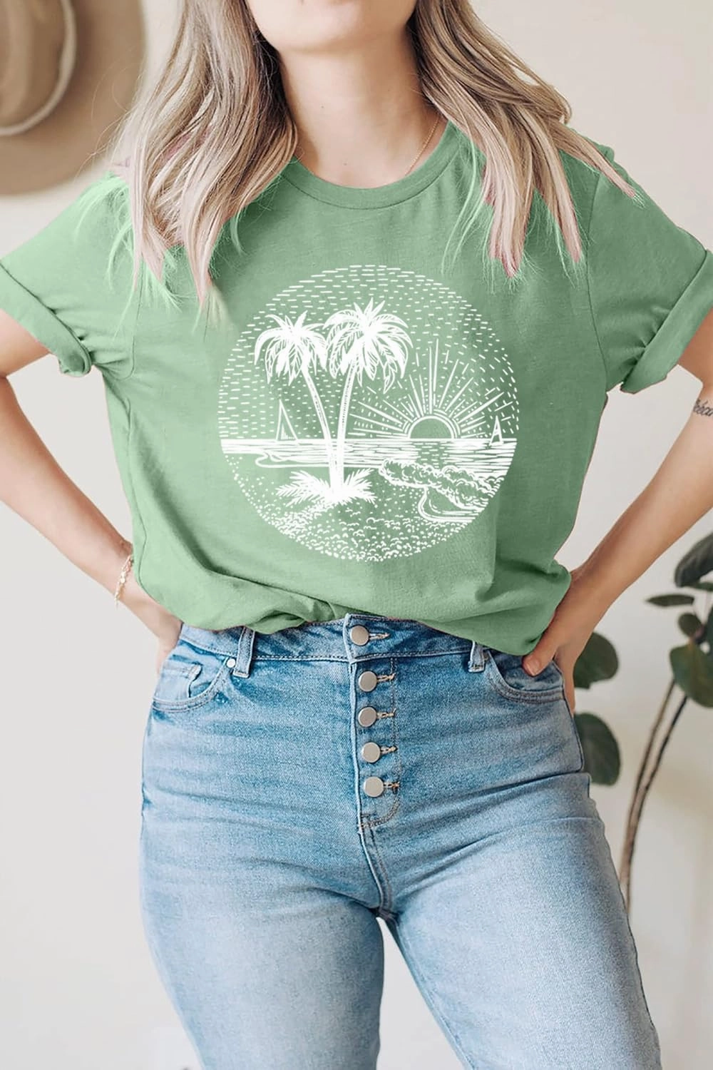 Summer Beach Tank Tops for Women Funny Cute Sunshine Coconut Tree Graphic Tee Shirt Hawaiian Family Vacation Tops