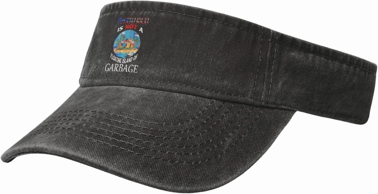 Sun Visor Hats Puerto Rico is Not A Floating Island of Garbage Adjustable Ball Caps Empty Top Baseball Running Tennis for Men Women Outdoor Travel Beach Black
