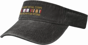 Sun Visor Hats US Army Signal Corps Iraq-Afghanistan Veteran Adjustable Ball Caps Empty Top Baseball Running Tennis for Men Women Outdoor Travel Beach