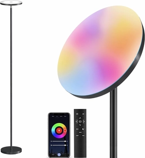 SUNMORY Smart RGB Floor Lamps for Living Room, 32W Bright LED Floor Lamp with APP and Remote Control, Tall Standing Lamp with Stepless Dimmable, Modern Torchiere Corner Lamp for Bedroom, Gaming Room