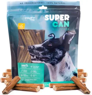 Supercan Bully Sticks for Small & Medium Dogs 4"-5" (25-Pack) – 100% Natural Long-Lasting Dog Chews - Free-Range Grass-Fed Beef - High-Protein - Easily Digestible Treats for Healthy Teeth