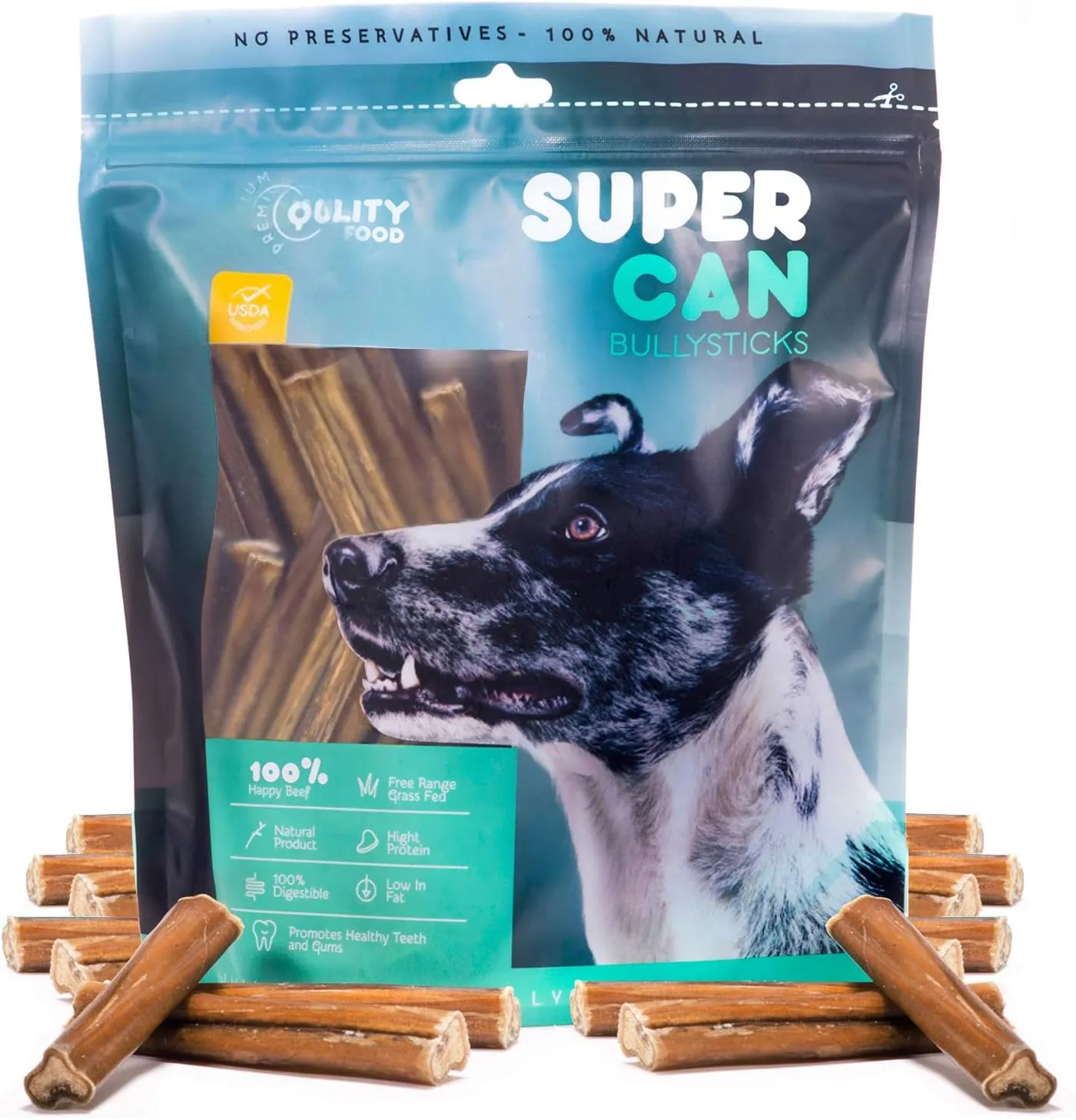 Supercan Bully Sticks for Small & Medium Dogs 4"-5" (25-Pack) – 100% Natural Long-Lasting Dog Chews - Free-Range Grass-Fed Beef - High-Protein - Easily Digestible Treats for Healthy Teeth