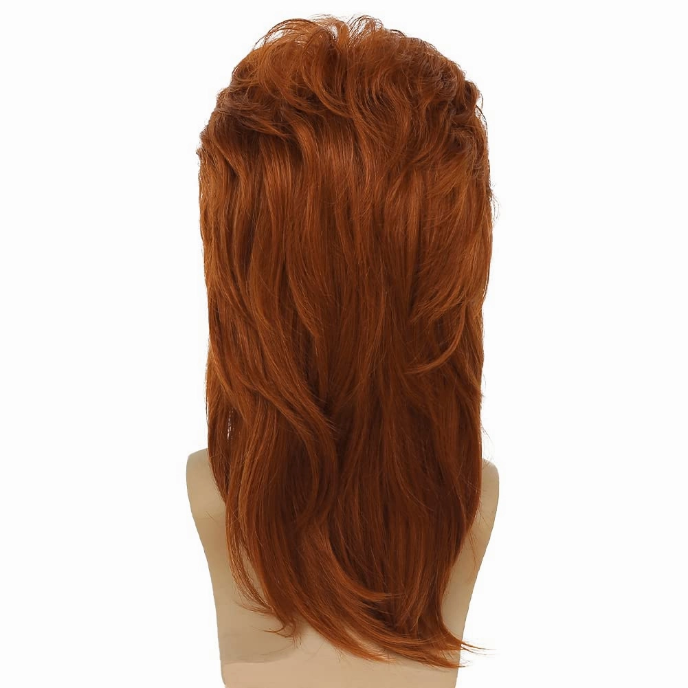 Swiking Orange Mullet Wig for Men Retro 70s 80s Disco Rocker Curly Punk Party Halloween Cosplay Costume Full Wigs (Orange)
