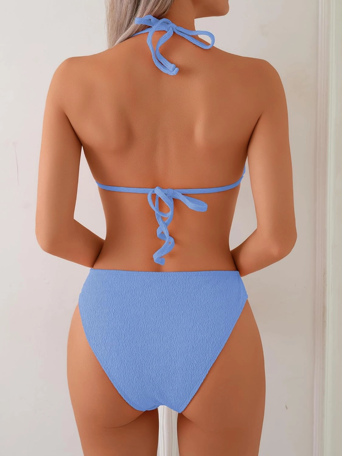 swimall Women's Triangle Bikini Set Cheeky High Cut Sexy Two Piece Swimsuit Cute Halter Bathing Suit