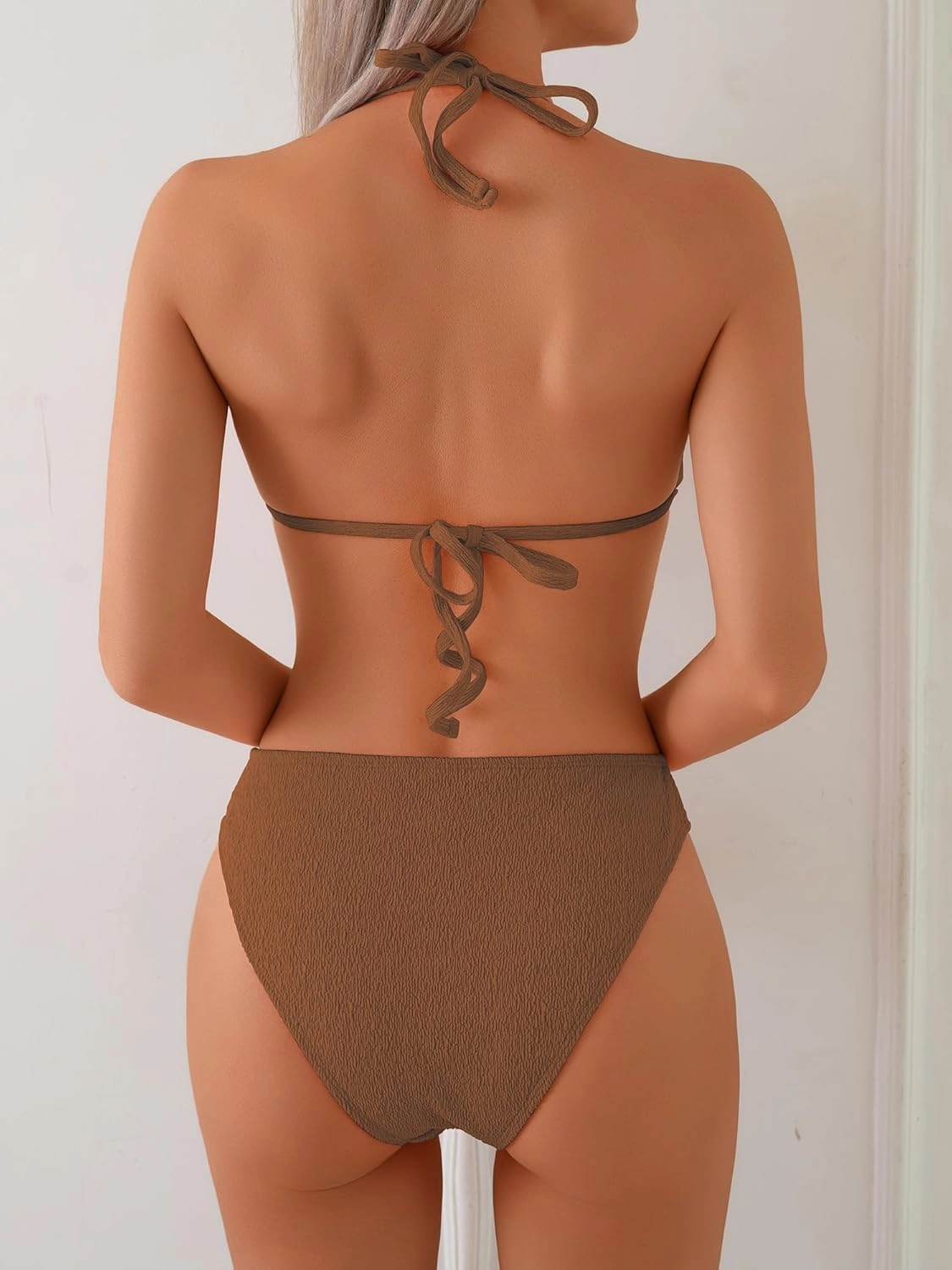 swimall Women's Triangle Bikini Set Cheeky High Cut Sexy Two Piece Swimsuit Cute Halter Bathing Suit