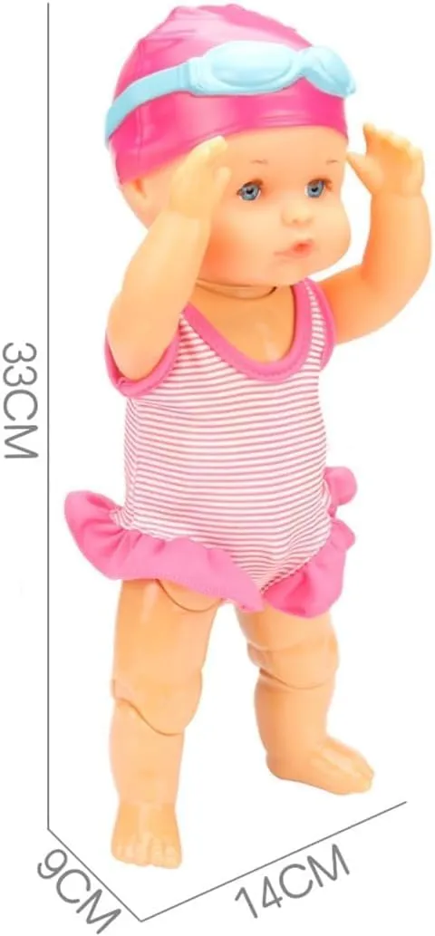 Swimming Baby Doll, 2025 New Movable Joint Battery Powered Breaststroke Swimming Doll with Detachable Suit Cute Realistic Waterproof (A1)