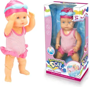 Swimming Baby Doll, 2025 New Movable Joint Battery Powered Breaststroke Swimming Doll with Detachable Suit Cute Realistic Waterproof (A1)