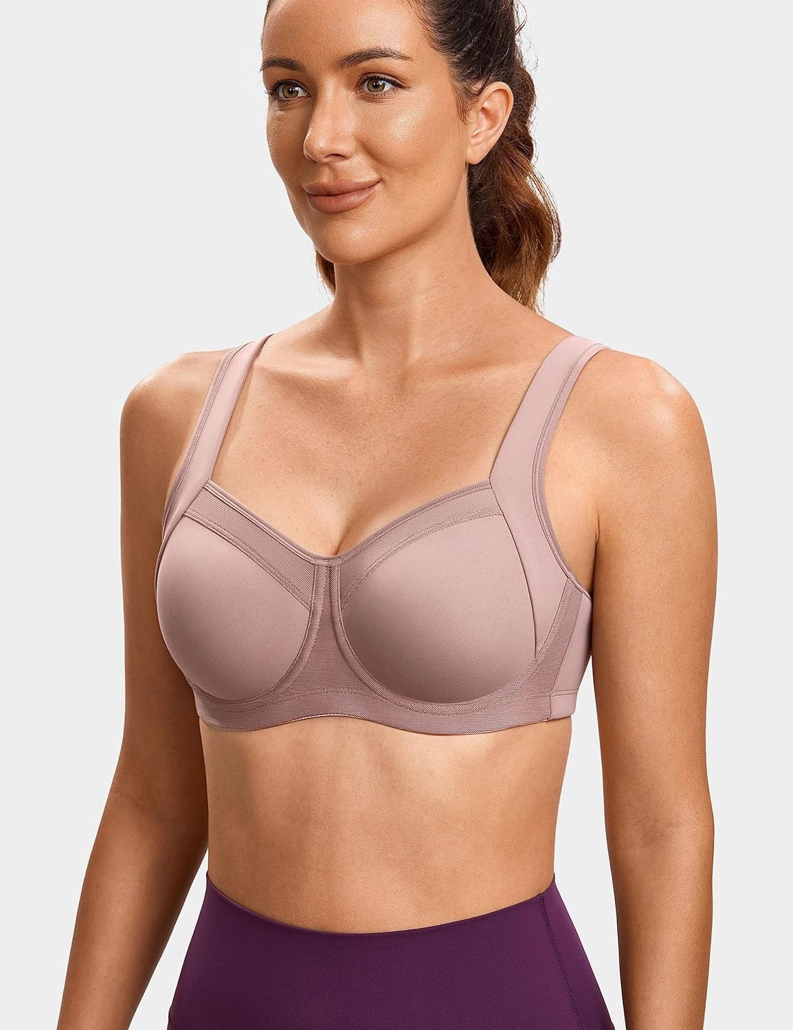SYROKAN High Impact Sports Bras for Women High Support No Uniboob Underwire Adjustable Cross Back Bra