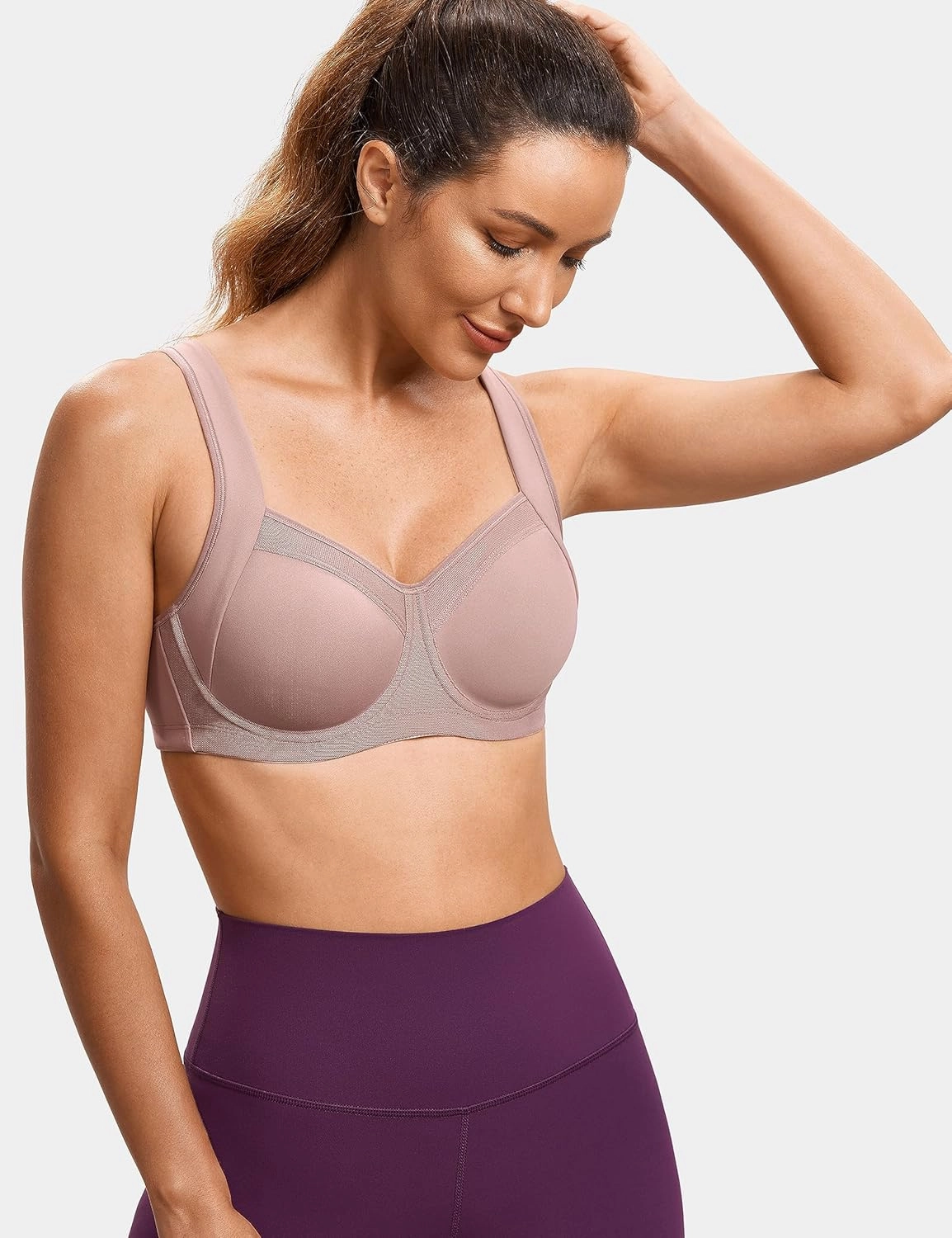 SYROKAN High Impact Sports Bras for Women High Support No Uniboob Underwire Adjustable Cross Back Bra