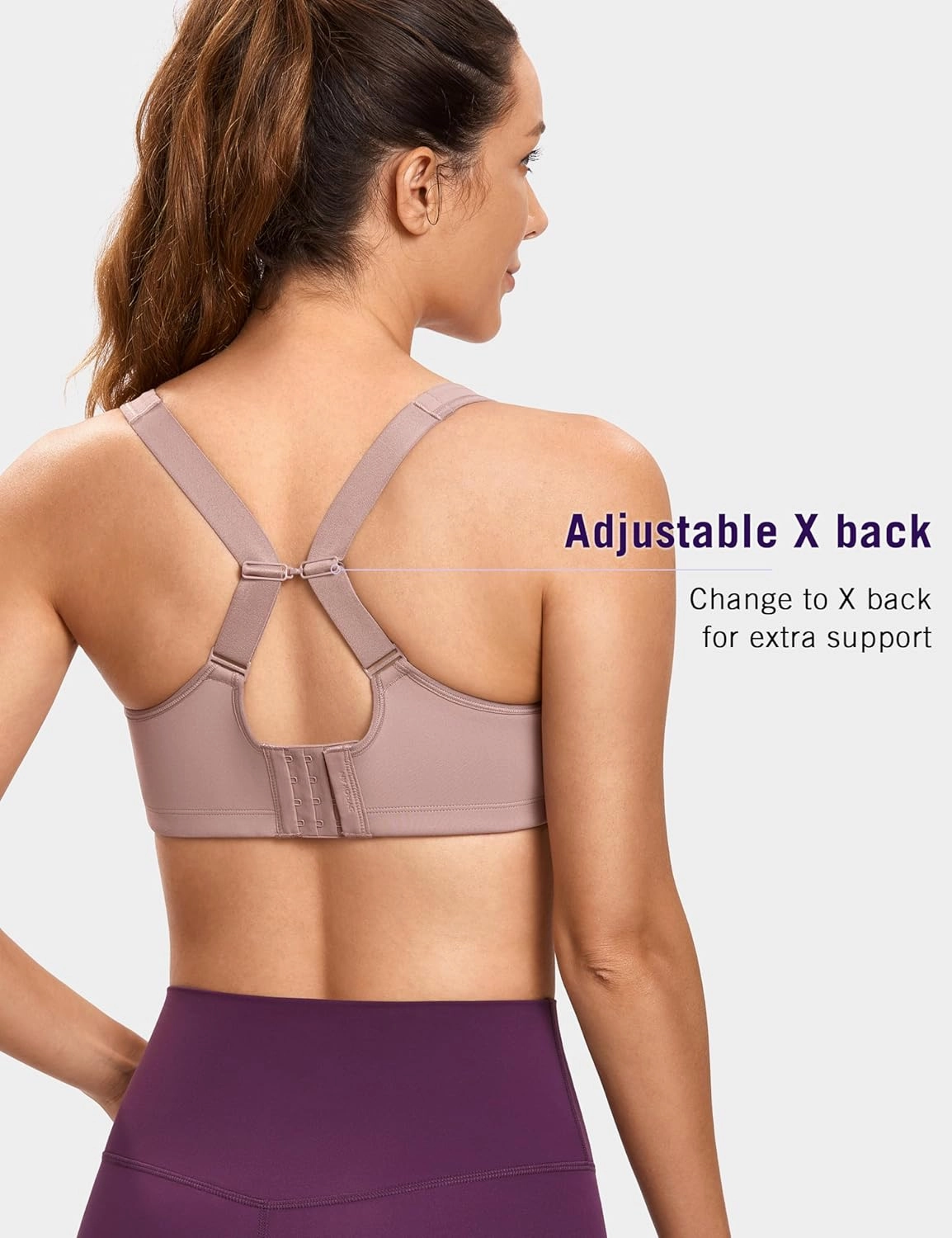 SYROKAN High Impact Sports Bras for Women High Support No Uniboob Underwire Adjustable Cross Back Bra