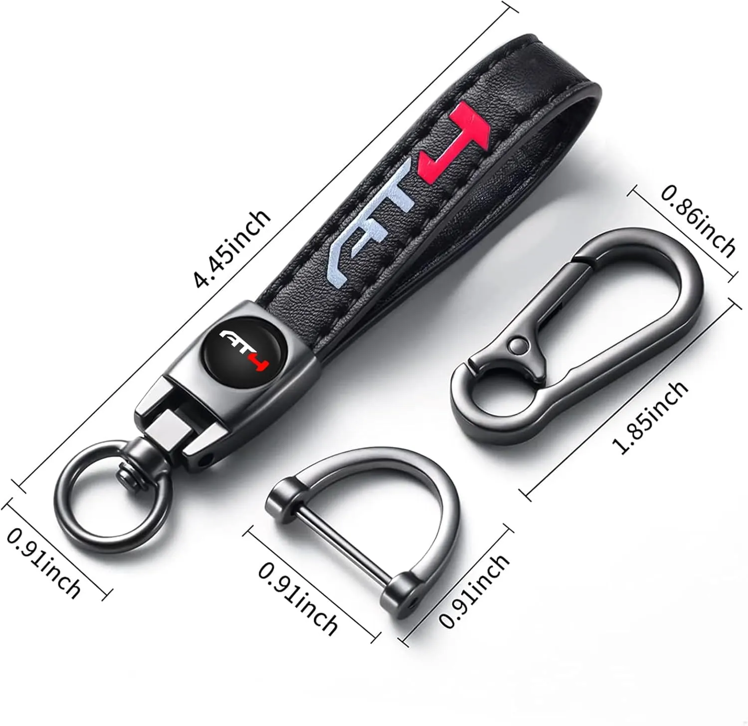 TACOMA Genuine Leather Car Key Chain for GMC AT4 Keychain for Men and Women Family Present Key Ring Accessories(Black)