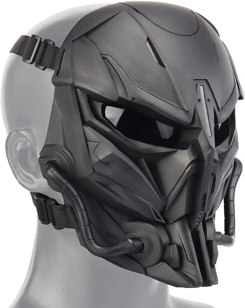 Tactical Mask Balaclava Mask Full face Protection Transparent Goggles Adjustable Skull Mask ,for Halloween Role Playing