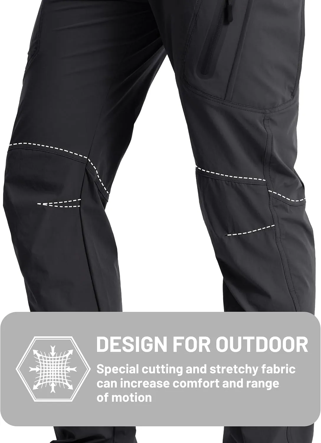TACVASEN Men's Lightweight Hiking Tactical Pants Waterproof Quick Dry Cargo Work Rain Outdoor Pants 8 Pockets