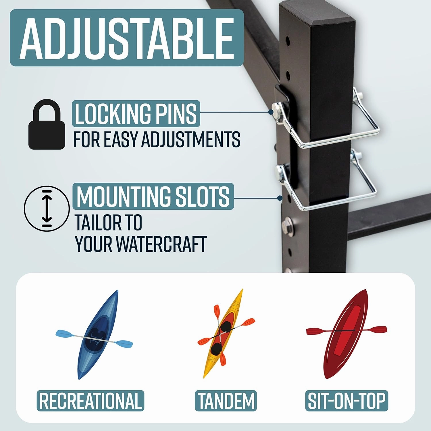 Teal Triangle Freestanding Kayak Storage Rack - Storage Rack for 8 Kayaks or Canoes - Premium Kayak Stand for Outdoor and Indoor - Adjustable Kayak Holder and Canoe Storage Stand
