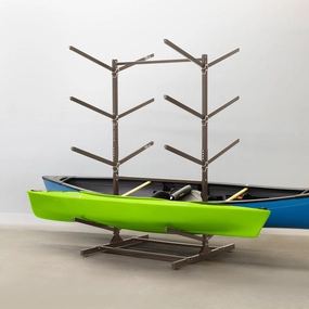 Teal Triangle Freestanding Kayak Storage Rack - Storage Rack for 8 Kayaks or Canoes - Premium Kayak Stand for Outdoor and Indoor - Adjustable Kayak Holder and Canoe Storage Stand
