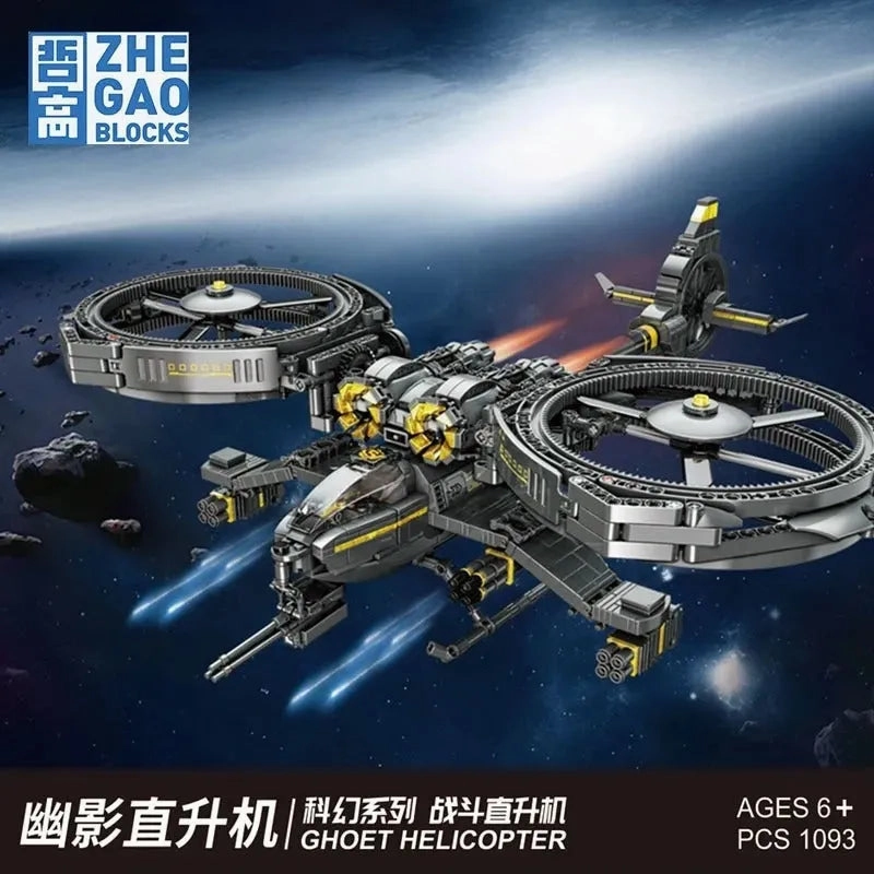 Technic MOC Science Fiction Ghost Attack Helicopter Bricks Toys