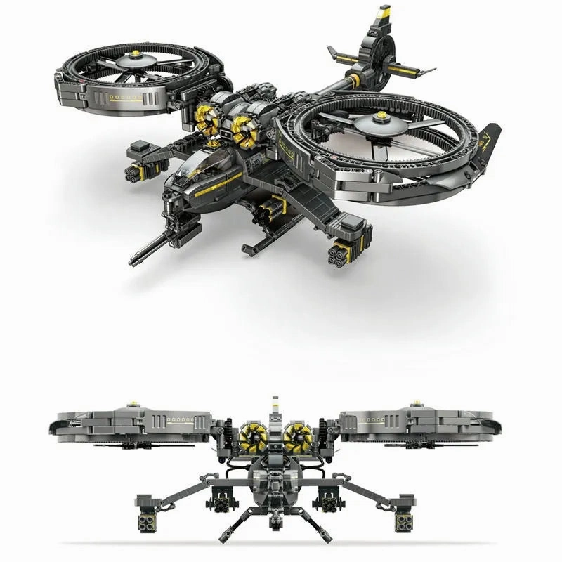 Technic MOC Science Fiction Ghost Attack Helicopter Bricks Toys