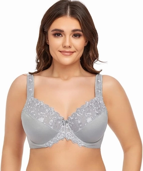 TELIMUSSTO Women's Full Coverage Underwire Bra Non Padded Floral Lace Bras Plus Size