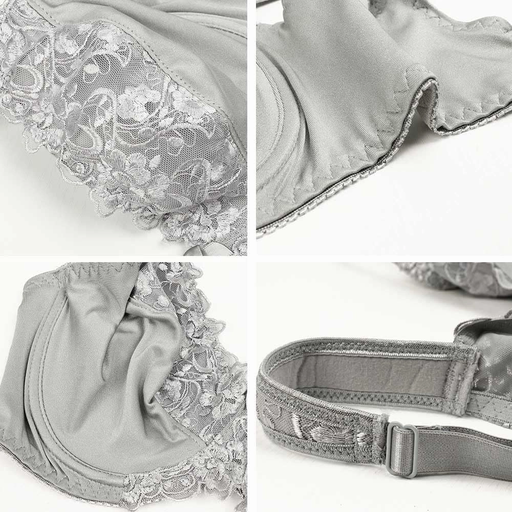 TELIMUSSTO Women's Full Coverage Underwire Bra Non Padded Floral Lace Bras Plus Size