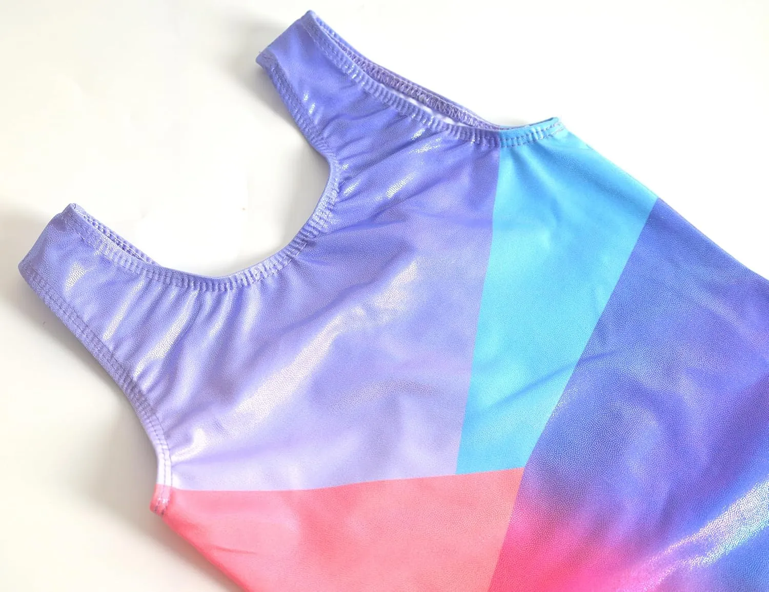 TENVDA Gymnastics Leotards for Girls 5-12 Years Old Sparkly Dance Tumbling Outfit Matching Shorts Set