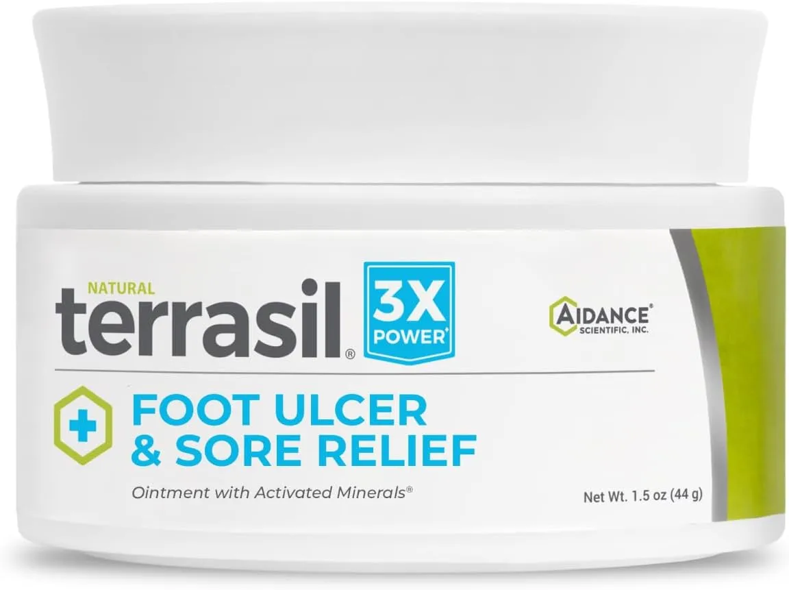 terrasil Foot Ulcer Cream & Sore Relief, Natural Relief & Fast Soothing Treatment, Healing Cream for Leg Ulcers & Sores. 3X Action (1.5 oz)
