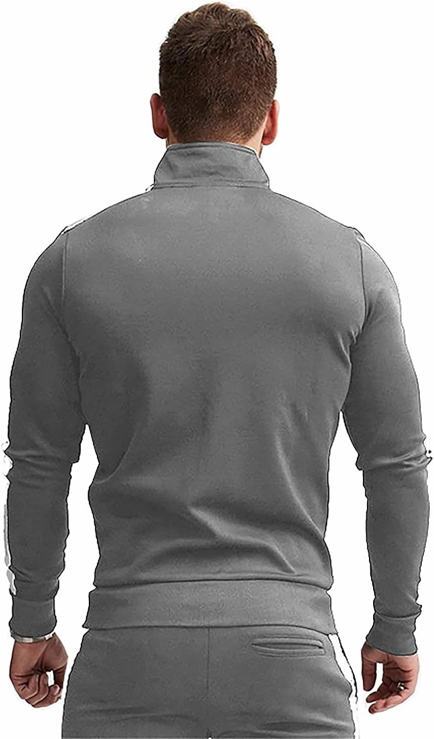 TEZO Men's Casual Active Tracksuits Full Zip Sports Jogging Suits Sets Athletic Running 2 Piece Sweatsuits with Zip Pockets