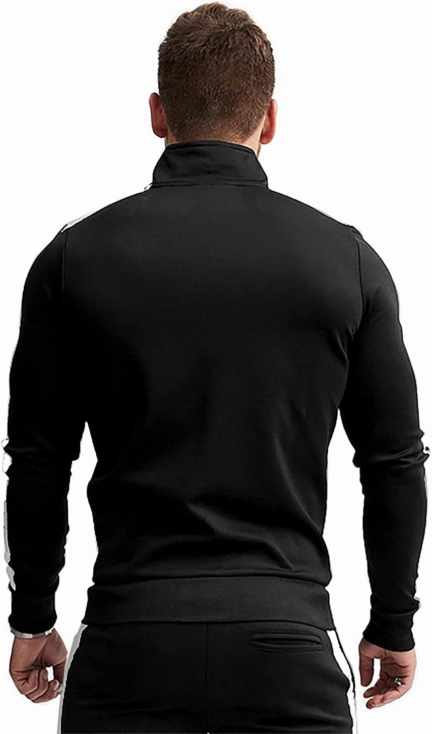 TEZO Men's Casual Active Tracksuits Full Zip Sports Jogging Suits Sets Athletic Running 2 Piece Sweatsuits with Zip Pockets