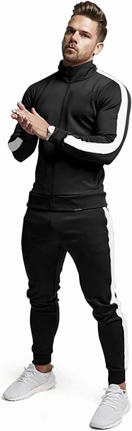 TEZO Men's Casual Active Tracksuits Full Zip Sports Jogging Suits Sets Athletic Running 2 Piece Sweatsuits with Zip Pockets
