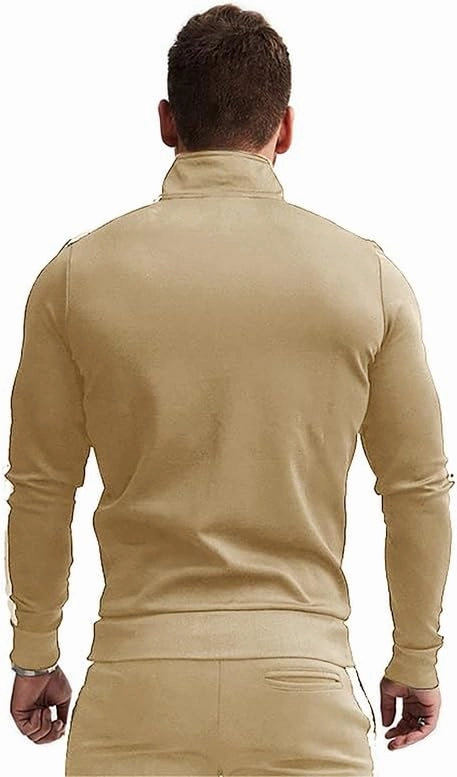 TEZO Men's Casual Active Tracksuits Full Zip Sports Jogging Suits Sets Athletic Running 2 Piece Sweatsuits with Zip Pockets