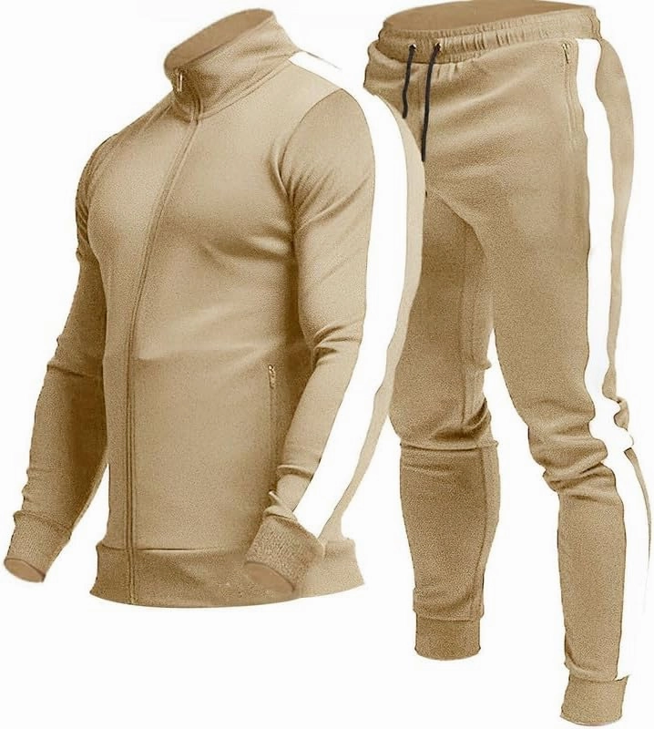 TEZO Men's Casual Active Tracksuits Full Zip Sports Jogging Suits Sets Athletic Running 2 Piece Sweatsuits with Zip Pockets