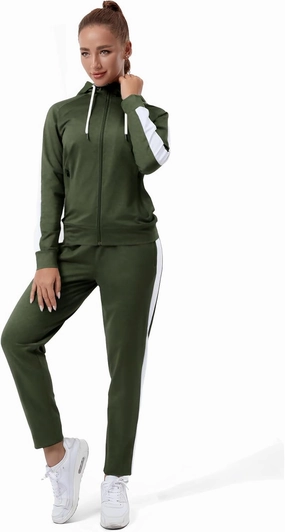 TEZO Womens Full Zip-Up Hoodie Tracksuit Set Long Sleeve Casual Jogging Suits Workout Gym 2 Piece Outfits with Pockets
